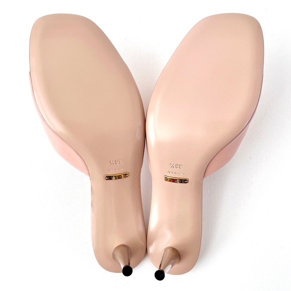 New GUCCI || Pink Blondie Mule Gold GG Interlocking Logo US 8.5 - Picture 13 of 16